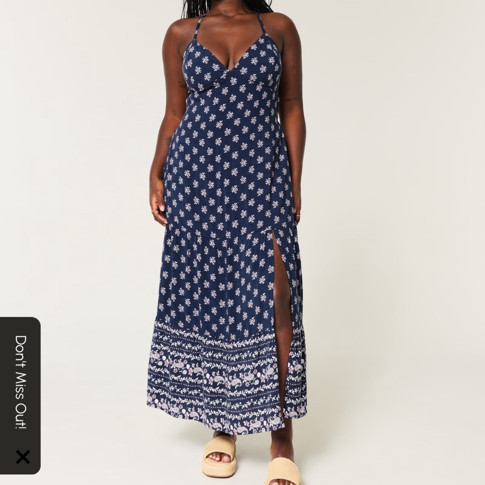 Hollister Navy Blue Floral Maxi Dress
